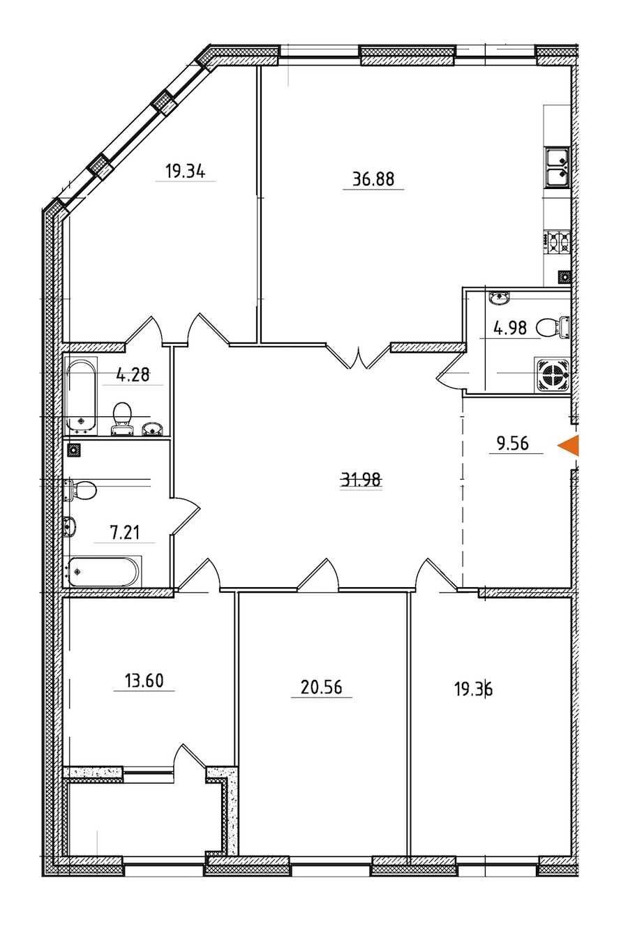 Четырехкомнатная квартира в : площадь 170.38 м2 , этаж: 2 – купить в Санкт-Петербурге
